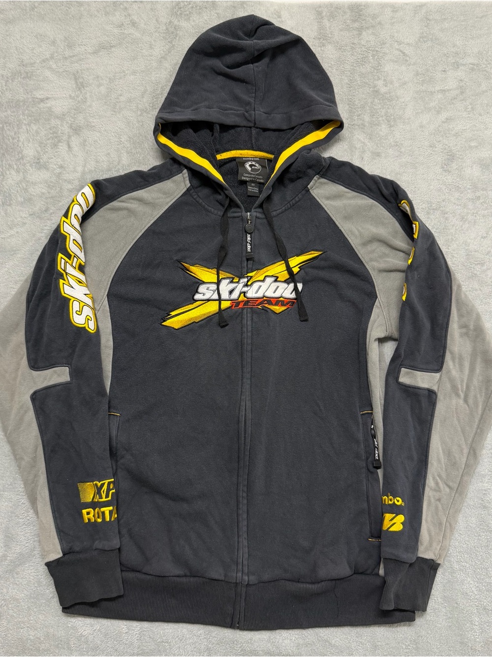 Ski-Doo X-Team BRP Full Zip Hoodie Mens Small Black Yellow Rotax Snowmobile